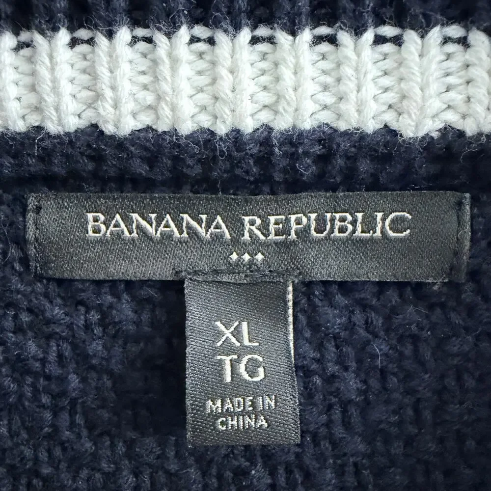 Banana Republic Fisherman‎ Knit Cotton Cardigan, Navy size XL